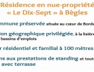 Programme Nue proprit - Nue Proprit Bgles Rsidence Le Dix Sept (maisons) / Bgles (33)